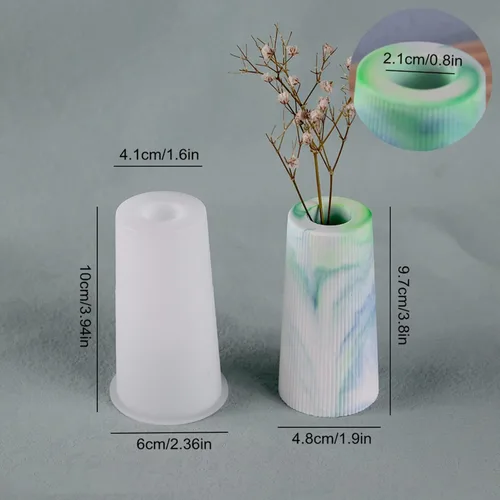 Miniatura 2 de Molde de silicona para florero a rayas, maceta suculenta, maceta de hormigón, yeso, molde de cemento, resina epoxi, soporte para bolígrafo