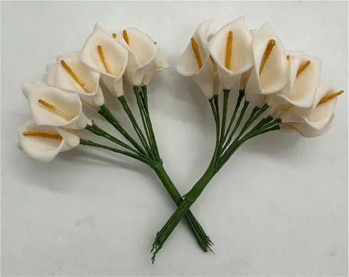 Miniatura 4 de RBN Mini cabezas artificiales de lirio de cala, ramo de flores falsas, manualidades, álbumes de recortes, jardín, boda, bricolaje, guirnalda