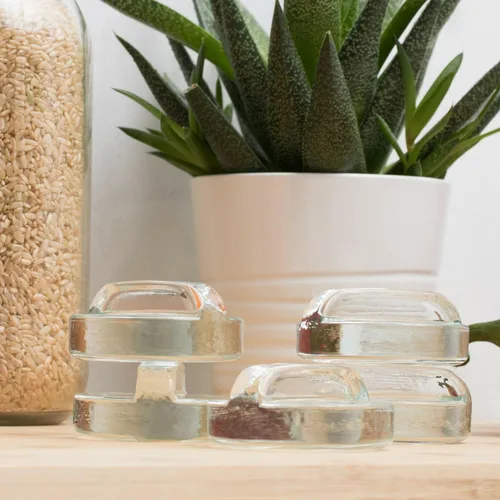 Miniatura 8 de Paquete de 5 – Fácil de agarrar – Agarrarlos con pinzas – Pesos de fermentación de vidrio con asas para tarros Mason de boca ancha