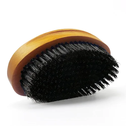 Miniatura 7 de Terrilee Pincel de onda de palma, cepillo de madera de haya curvada 360 y cerdas de jabalí para peinado de cabello ondulado para hombres