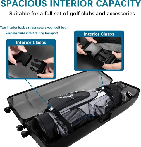 Miniatura 5 de UNIHIMAL Funda rígida para viajes de golf, funda de viaje de golf, máxima protección, impermeable y duradera, especialmente diseñada para palos