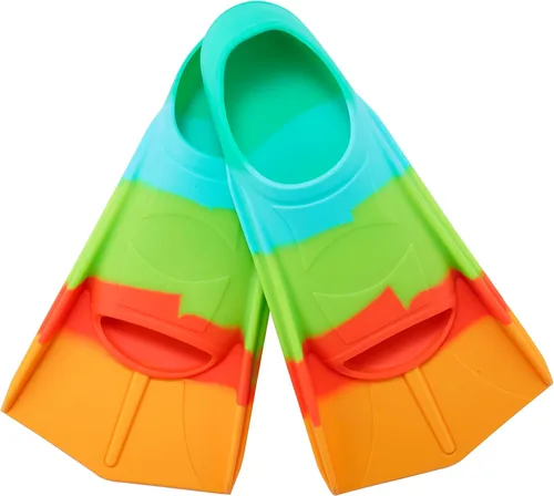 Miniatura 19 de Aletas de natación para niños, aletas cortas para jóvenes, aletas de entrenamiento de natación para natación de regazo, para niños y niñas