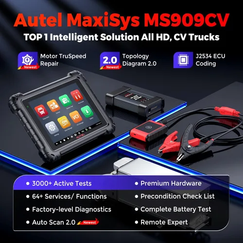 Miniatura 2 de Autel MaxiSYS MS909CV - Escáner CV de camión diésel inteligente, 2026 hasta MS908CV II Diagnóstico de servicio pesado con programación OE-nivel