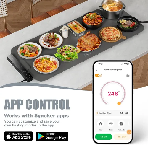 Miniatura 2 de Tapete de calentamiento para alimentos XXL de 37 x 15 pulgadas, almohadilla de calentamiento rápido de 10 segundos, bandeja de calentamiento