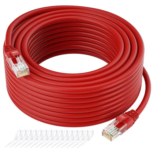 Miniatura 11 de Cable Ethernet Cat5e de 100 pies, cable largo de Internet Cat 5e, cable de conexión sin enganches, flexible, red, LAN, PoE, conector RJ45 estándar