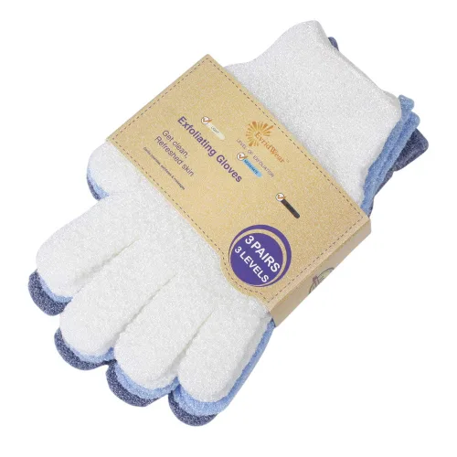Miniatura 4 de Evridwear - Guantes exfoliantes de baño de doble textura para ducha, spa, masaje y exfoliantes corporales, elimina las células muertas de la piel