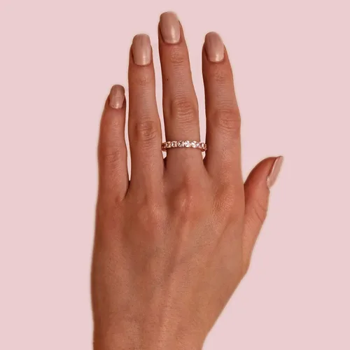 Miniatura 2 de PAVOI 14K Gold Plated Eternity Ring for Women - Square-Cut Cubic Zirconia Rings - Stackable Love Wedding Band
