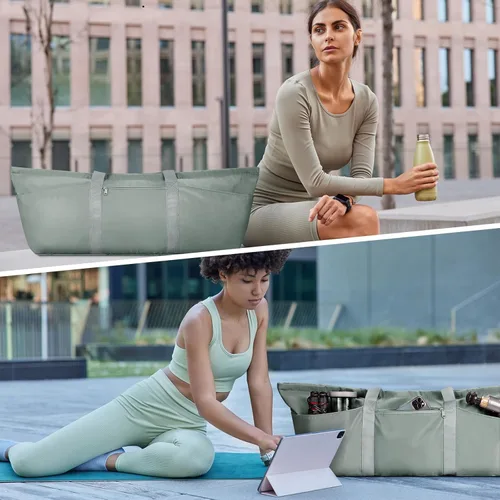 Miniatura 5 de Bolsa grande para esterilla de yoga con compartimento para zapatos y bolsillo impermeable, bolsa de gimnasio para pilates con soporte para esterilla