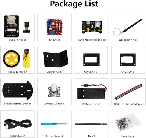 Miniatura 7 de LAFVIN 2WD Smart Robot Car Kit ESP32 Kit de inicio de cámara con tutorial compatible con Arduino IDE