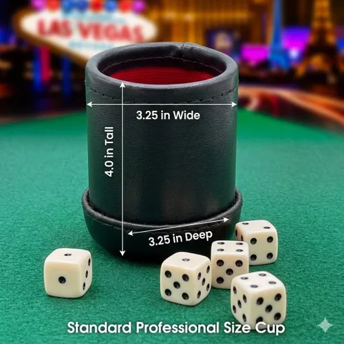 Miniatura 2 de 4" Deluxe Dice Cup con 5 dados estándar, negro/crema