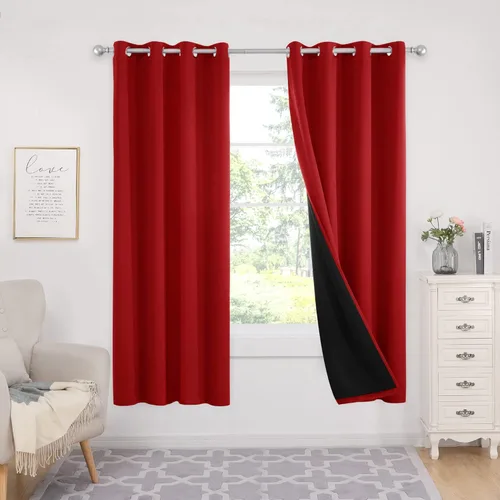 Miniatura 39 de Deconovo Cortinas 100% opacas, cortinas de ventana con aislamiento térmico, paneles reductores de ruido, cortinas de forro negro, con ojales
