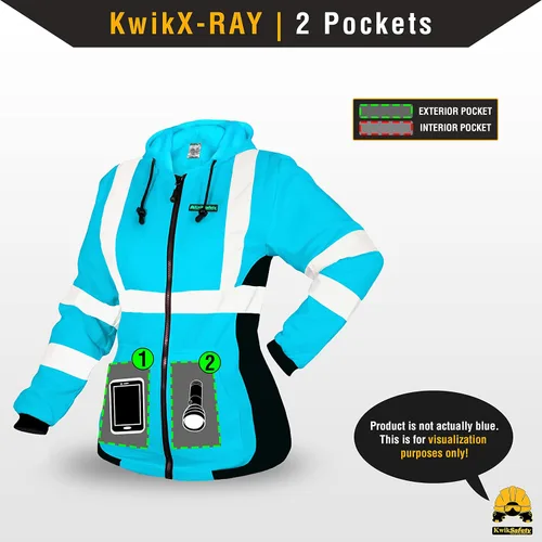 Miniatura 6 de KwikSafety - Charlotte, NC - Sudadera con capucha de seguridad de forro polar para mujer Chaqueta de seguridad Hi Vis para mujer Chaqueta ligera