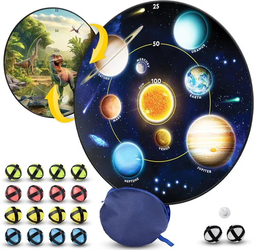 Miniatura 7 de National Geographic - Tabla de dardos para niños, juego de dardos con diana reversible ligera de 28 pulgadas y bolas adhesivas en 4