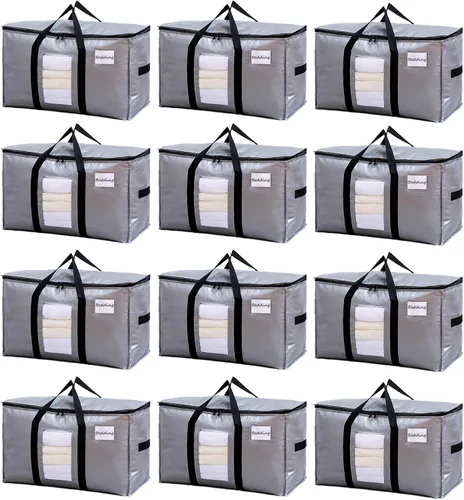 Miniatura 51 de TAILI - Bolsas de mudanza extra grandes, paquete de 10 bolsas negras resistentes para almacenamiento con ventana visible, asas envolventes