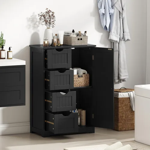 Miniatura 2 de Giantex Gabinete de Almacenamiento de Baño con Cajones - Organizador de Almacenamiento de 4 Cajones con Armario, Estante Ajustable, Dispositivo