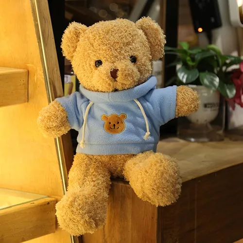 Miniatura 4 de Oso de peluche de 11.8 pulgadas, animales de peluche suaves, lindo muñeco de oso de peluche para niños y niñas (azul)