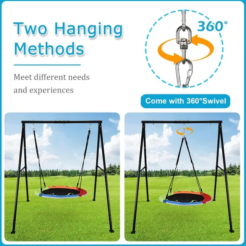 Miniatura 6 de HeyZoo Juegos de columpios para patio trasero, columpio de platillo volador de 40 pulgadas con capacidad de 440 libras, soporte de columpio de metal