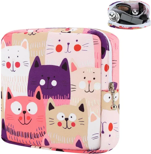 Miniatura 12 de Likesing Mini bolsa de maquillaje de 5.3 pulgadas para bolso, pequeña bolsa de maquillaje a cuadros para cosméticos de viaje para mujeres y niñas