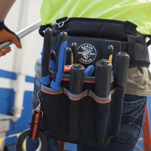Miniatura 3 de Klein Tools 5241 - Bolsa para herramientas Tradesman Pro con cinta adhesiva eléctrica y fondos reforzados de alta resistencia, de 6 bolsillos