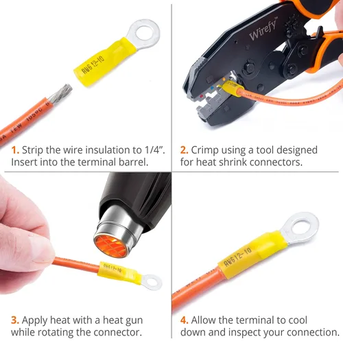 Miniatura 8 de Conectores de cables Wirefy con funda termorretráctil (540 piezas) – Kit de terminales eléctricos – Surtido de conectores de crimpado de automoción