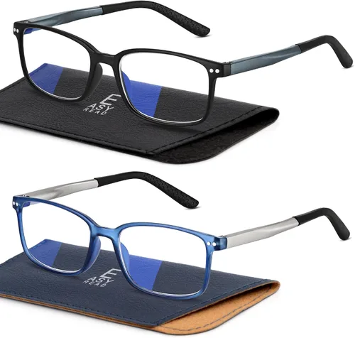 EASY READ 2 pares de lentes TR90 con bloqueo de luz azul para hombre, lentes deportivos anti UV para computadora para hombres con bisagra de resorte