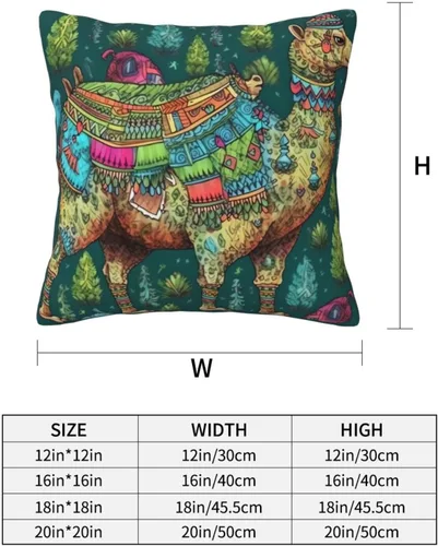 Miniatura 4 de Fundas de almohada con estampado de dibujo a mano de camello colorido, funda de cojín cuadrada, funda de cojín suave, funda de almohada