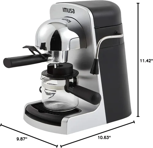 Miniatura 9 de IMUSA Cafetera eléctrica para Espresso y Cappuccino Bistro de 4 tazas, plateado