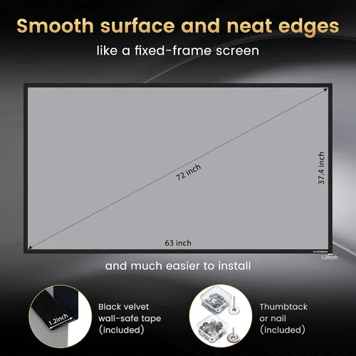 Miniatura 5 de IOLIEO - Pantalla de proyector ALR para montaje en pared estándar, alto contraste, 70% ALR, alto brillo, 2.7X, ganancia, 72 pulgadas, pantalla gris