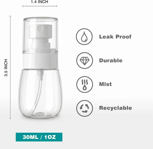 Miniatura 3 de Paquete de 3 botellas pequeñas de espray de 1 onza transparente, mini botellas de espray de niebla fina, recipientes portátiles vacíos recargables