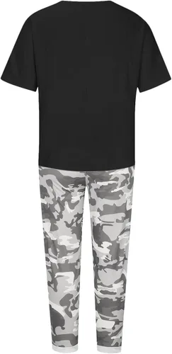 Miniatura 3 de sentmoon Conjunto de ropa de cama de algodón para mujer, talla grande, 2 piezas, blusa de media manga con pantalones de camuflaje, conjunto