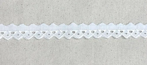 Miniatura 5 de AMORNPHAN 15 yardas de ancho 0.75 pulgadas de ancho con ojales de algodón blanco con ribete de encaje, tela bordada floral, mantel, mantas