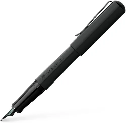Faber-Castell HEXO - Pluma estilográfica, negro mate, extrafina: moderna pluma estilográfica con punta extra fina de acero inoxidable negro, agarre