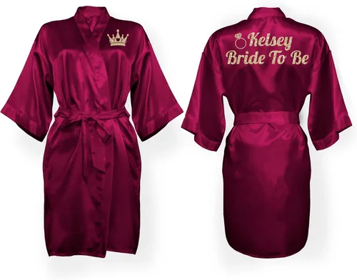 Miniatura 34 de Bata personalizada para mujer, tallas S-5XL, añade símbolos, texto y monogramas – Batas para bodas, viajes de niñas, cumpleaños y más