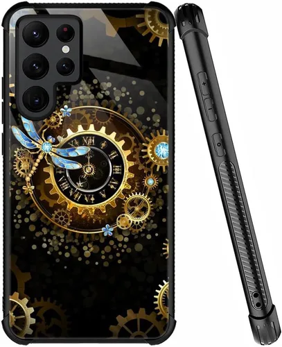 Miniatura 16 de ZHEGAILIAN Funda compatible con Samsung Galaxy S22 Ultra, funda de vidrio orgánico para niñas, mujeres y hombres, diseño de cuatro esquinas, Cabeza