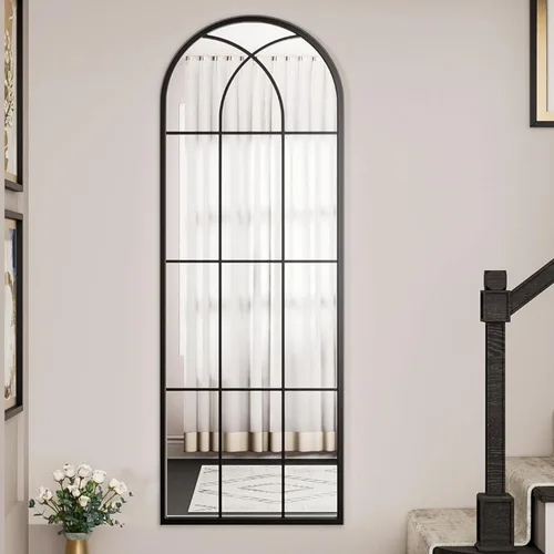 Miniatura 9 de Dewfig - Espejo de ventana arqueado de longitud completa de 65"x 22", espejo de pared, espejos de pie, espejos largos de cuerpo completo