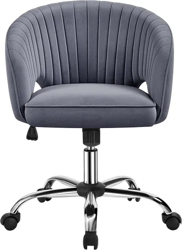 Topeakmart Silla de escritorio de terciopelo, silla de tocador de maquillaje con altura de asiento y reposabrazos ajustables, silla de oficina