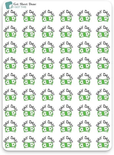 Miniatura 6 de Calcomanías para planificador de día de pago/día de pago/54 divertidas calcomanías de vinilo (1/2")/facturas de presupuesto, trabajo financiero