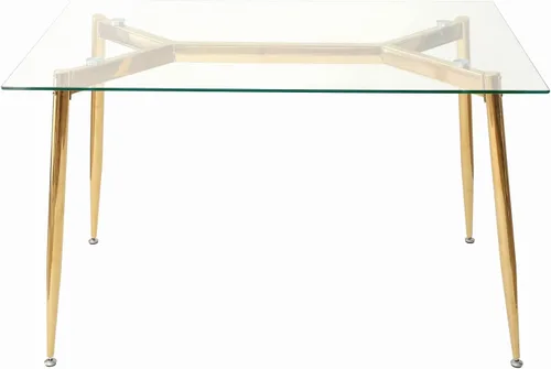 Miniatura 7 de Mesa de comedor rectangular de vidrio con patas doradas, mesa de cocina moderna de 47 pulgadas, rectangular, mesa de comedor cuadrada para 4