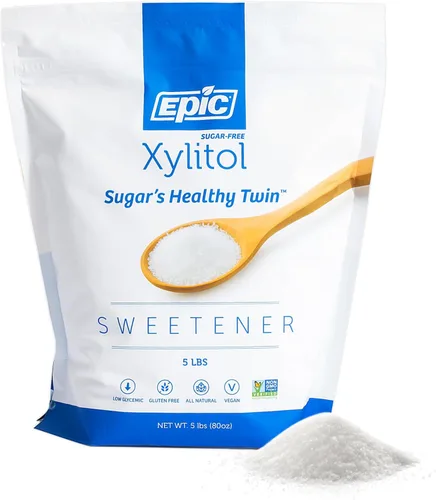 Epic Edulcorante 100% xilitol, bolsa con cremallera de 5 libras de sustituto de azúcar de xilitol para hornear y cocinar, seguro para diabéticos,