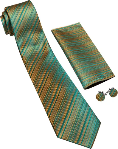 Miniatura 38 de Barry.Wang Juego de corbatas para hombre, corbata de seda a rayas, tejido a cuadros, gemelos formales, negocios, boda