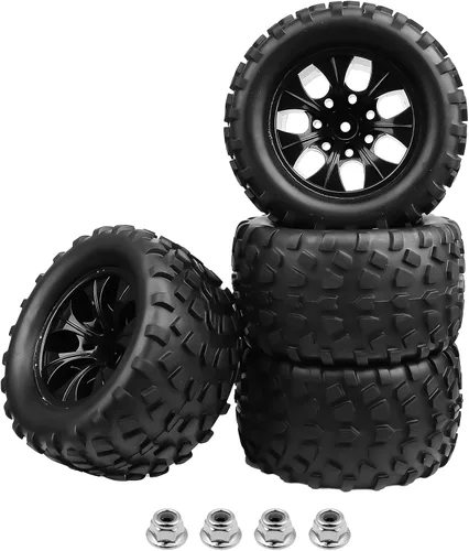 Llantas y ruedas de 0.110 in Hex 1/10 Escala 1/10 Monster Truck Ruedas para Traxxas Rustler VXL Stampede 4x4 Redcat Volcano EPX Pro Blackout XTE,