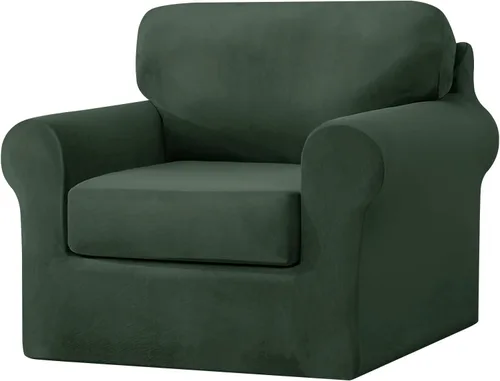 Miniatura 61 de UNBBRRL Fundas de sofá de 3 piezas para sofá, funda de terciopelo elástico para sillón con 1 funda de cojín de asiento y 1 funda de respaldo