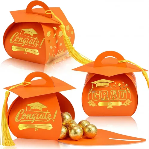 Miniatura 14 de Spakon 30 cajas de regalo con tapa de graduación, regalos de fiesta de graduación, cajas de dulces con borlas, centros de mesa de decoración