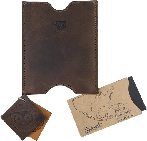 Miniatura 7 de Hide & Drink, Funda de bolsillo para pasaporte de viaje hecha a mano de cuero de grano completo, Bourbon Marrón, Classic