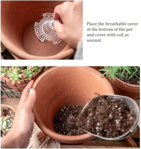 Miniatura 5 de Grava para macetas de drenaje, agujero de plástico para macetas, almohadilla de malla, forma de cono para plantas, rejilla inferior, pantalla