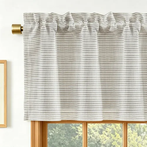 Miniatura 18 de DriftAway Briony - Cortina opaca con amarre para cocina, ajustable, diseño de globos, líneas texturizadas, estampadas, persianas romanas