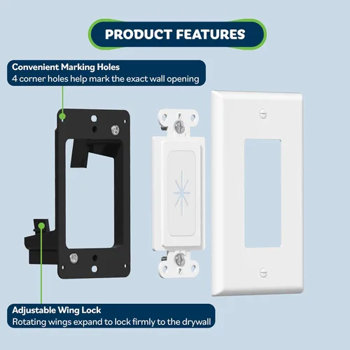 Miniatura 7 de TOPGREENER Inserto de goma flexible con ojales de pared con placa de pared decorativa y soporte de montaje, placa de paso para cables de bajo Blanco