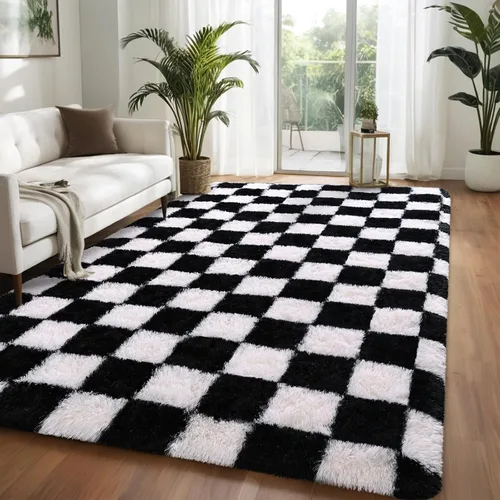 Miniatura 10 de Nuttumico Alfombras de Pasillo Suaves de 2x4 Pies para Dormitorio y Sala de Estar, Alfombra Mullida de Felpa, Alfombras de Área Antideslizantes Tie
