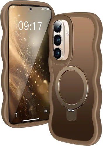 Miniatura 22 de [Soporte magnético y marco ondulado] Funda para Samsung Galaxy S24 Ultra [compatible con MagSafe] [protección militar contra caídas] no amarillenta