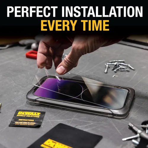 Miniatura 4 de DEWALT Protector de pantalla de vidrio resistente para iPhone 12 Pro Max, paquete de 2 protectores de pantalla de vidrio templado, compatible